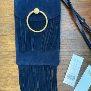 Tory Burch Farrah Navy Suede Phone Crossbody